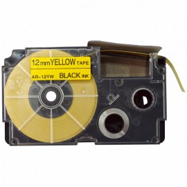 Label Tape Casette Xantri Cas XR12YW1 XR12 Black on Yellow 12mm, Printer Cas KL60 KL120 KL820 KL7400